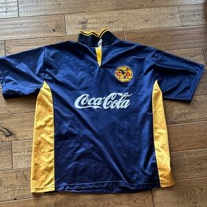 Vintage Coca Cola Corona Aquilas Navy and Gold Men's Jersey